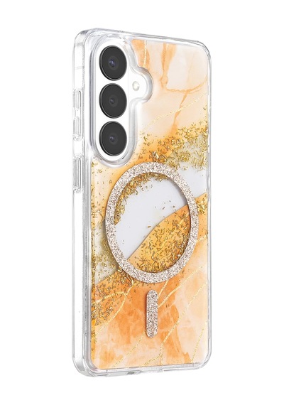 Onegif Samsung Uyumlu Galaxy S26 Lotus Simli Magsafe Kapak - Turuncu