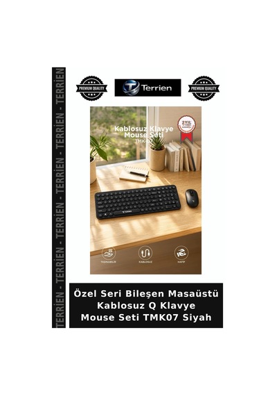 Özel Seri Bileşen Masaüstü Kablosuz Q Klavye Mouse Seti Tmk07 Siyah