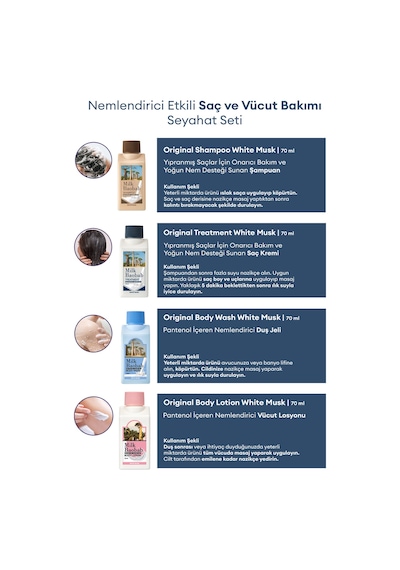 Yoğun Nem Sunan Saç Ve Vücut Seyahat Seti Mılk Baobab Original Travel Kit White Musk Tüm Saç Tipleri