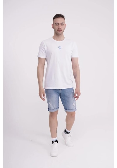 The Socks Company 23scts240u Uçan Balon Nakışlı Bisiklet Yaka Beyaz Tshirt 001