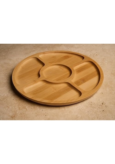 Bambu 5 Bölmeli Kahvaltı Ve Çerez Sunum Tabağı, 28 Cm Kahvaltı Ve Çerez Tabağı 5 Bölmeli Doğal Bambu, Bambu Sunum Tabağı,velor Home. Açık Gri