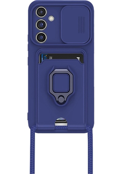 Ilkeshop Newface Samsung Galaxy Uyumlu A25 5g Kılıf Zuma Kartvizitli Yüzüklü Silikon - Lacivert