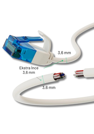 Irenıs Cat6 U/utp Esnek Kablo, 50 Cm, Beyaz