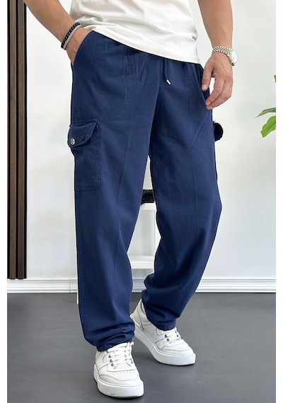 Edwoxmen Erkek Baggy Kalıp Kargo Cepli Pantolon Lacivert Edw131-lacivert Lacivert
