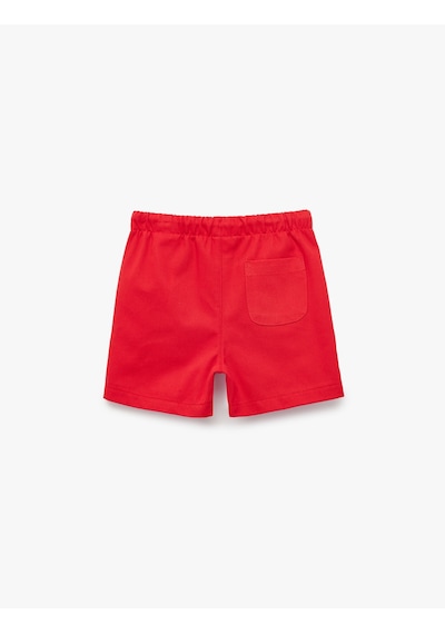 Koton Pamuklu Beli Bağcıklı Basic Gabardin Şort Kırmızı 6smb40072tw