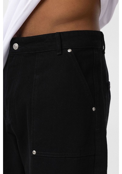 Vamos Cep Detaylı Baggy Fit Jean Siyah