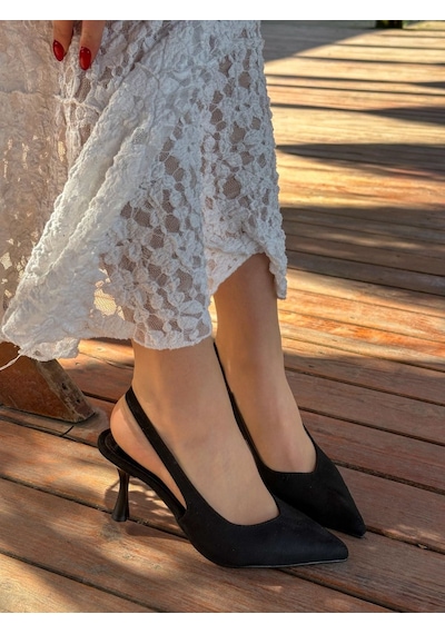 Ervanın Butiği Siyah Süet Ketty Kadın Topuklu Stiletto-6054