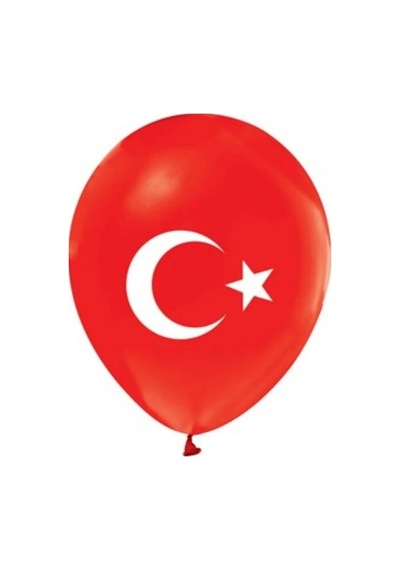 Türk Bayrak Lı Balon 20 Adet Gemar Marka 10" 26cm 045 Kırmızı