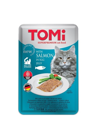Tomi - 333 - Kedi Somon Ve Yumurta Tahılsız Pouch Mama - Spt-gld - 100gr Pate