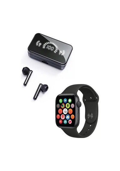 Spor Ve Günlük Kullanıma Uygun Akıllı Saat Ve Bluetooth Kulaklık Seti Yüksek Siyah