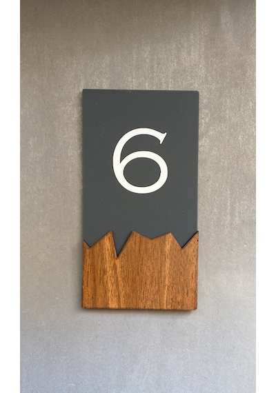 Wooden Serisi Dikey Kapı Numarası