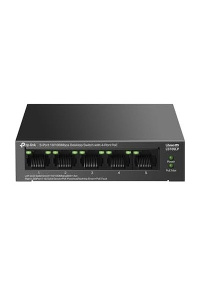 Ls105lp 5-port 10/100mbps Poe Switch 4-port Poe, 41w Güç Bütçesi, 250m İletim Tak Ve Çalıştır, Sessiz Metal Kasa Ip Kamera Ve Ap Uyumlu Sku: Zeusb0chffpzqx