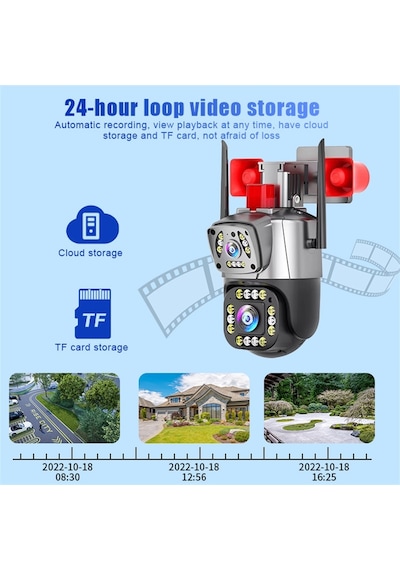 Yoosee Ys-17 Siren Çift Kameralı Ptz Speed Dome 5mp Siren Alarmlı