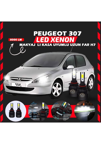 Peugeot 307 Makyajlı Kasa Uzun Far Uyumlu Şimşek Etkili Led Xenon Light Series H7