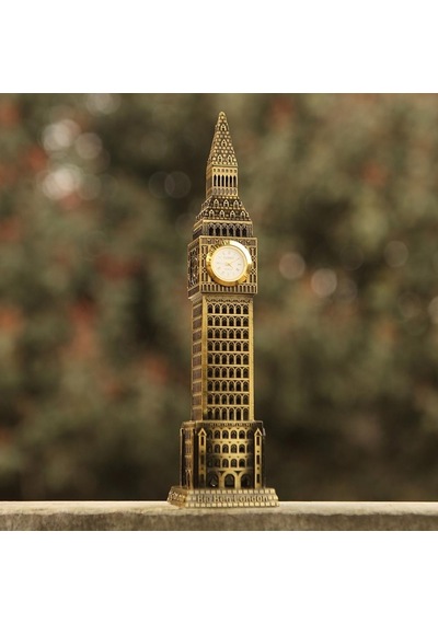 Vintage Metal İngiltere London Big Ben Saat Kulesi Antik Bronz 23 Cm