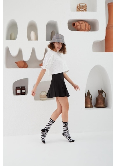 Carnaval Socks Zebra Milk Desenli Renkli Spor Çorap Çok Renkli