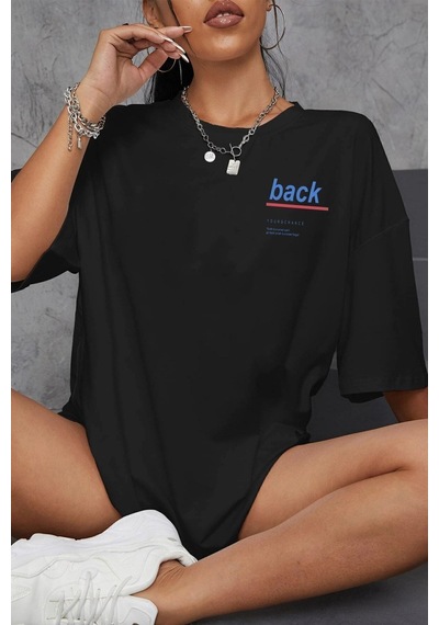 Uyguntarz Unisex Back Baskılı Tasarım T-shirt Siyah