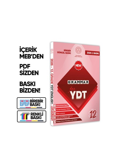 2026 YDT Mebi İngilizce 12.sınıf Grammar (Dilin Yapısı) Konu Anlatımı Kitabı Baskı Ücreti
