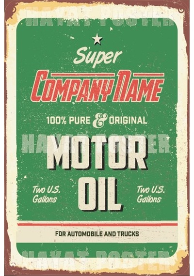 araba motor yağı retro vintage ahşap poster