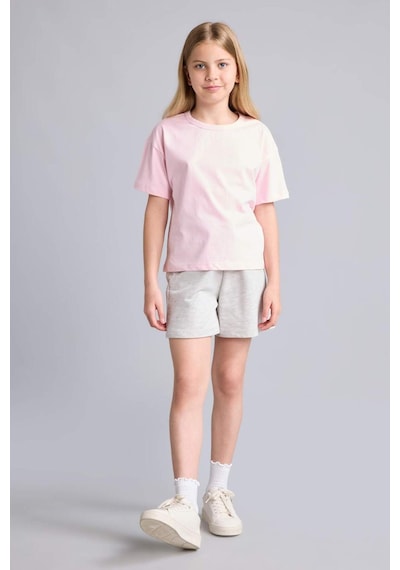 Defacto Elastik Bel Basic Gri Melanj Şort Kız Çocuk H8765a826hsgr210 Gri-gr210