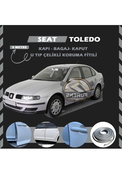 Seat Toledo Oto Araç Kapı Koruma Fitili 5metre Parlak Gri Renk