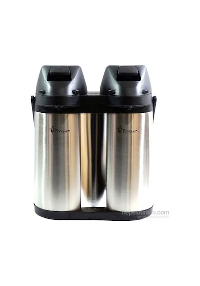 Penguen 1240 XL İkili 1.9 + 1.9 LT Pompalı Çiftli Çelik Termos 3.8 LT
