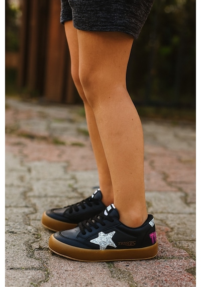 Sstar Beyaz Gümüş Kız Çocuk Cırtlı Bantlı Sneaker Spor Ayakkabı Siyah