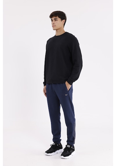 Modal Karışımlı Rahat Kalıp Kordonlu Elastik Bel Yan Cepli Reflektif Şerit Detaylı Ribana Paça Eşofman Altı Navyblue-brown