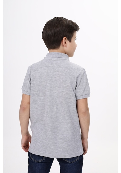 Toontoy Kids Toontoy Unisex Polo Yaka Düğmeli Uzun Kısa Tişört Gri