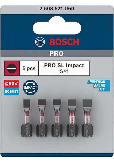 Bosch Pro Impact 5 Parça Düz Vidalama Uç Seti 2608521u60