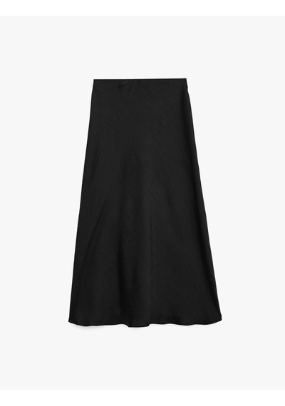 Koton Normal Bel Kloş Midi Saten Etek Siyah 6sak70194uw