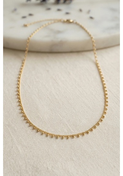 Şık Gold Renk Topçuk Kadın Kolye 45 Cm Çok Renkli