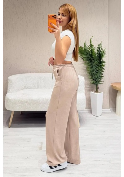 Fiolin Soft Touch Batik Boyamalı Modal Pantolon Bej