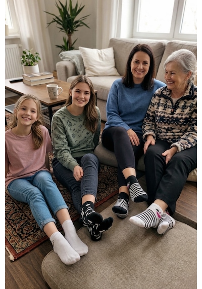 Heren Socks Heren İnek Desen Detaylı 4'lü Dikişsiz Kadın Patik Beyaz - Gri - Siyah