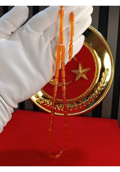 İthal Toz Kehribar Tesbih Kesme Kesim Turuncu