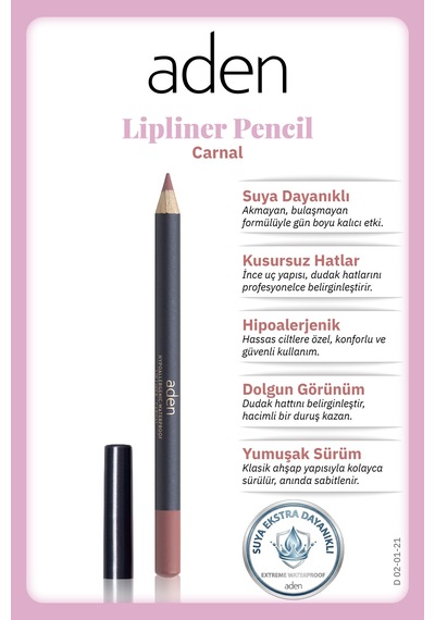 Aden Lipliner Pencil - Dudak Kalemi 21 Carnal Karanfil 0
