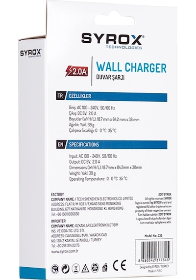 Syrox 2.0A Samsung Uyumlu Micro Usb Şarj Cihazı Syx-J15 Syrox 2.0A Samsung Uyumlu Micro Usb Şarj Cihazı Syx-J15
