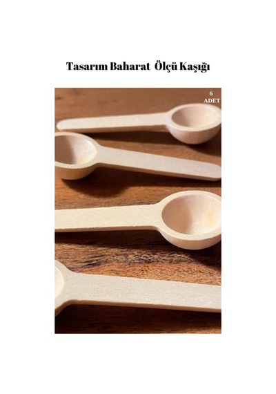 Kamptek Ahşap Yuvarlak Tasarım Mini Baharat Servis Ölçü Kaşığı 6 Adet Set Ahşap