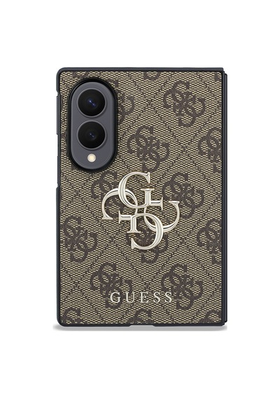 Samsung Uyumlu Galaxy Z Fold 8 Kılıf Guess Lisanslı 4g Desenli Metal Büyük 4g Ve Yazı Logolu Kapak Kahverengi