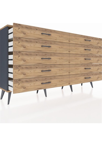 Arges Konsol 10 Çekmeceli 176x30x99 Antrasit-çam Antrasit-çam Arges Konsol 10 Çekmeceli 176x30x99 Antrasit-çam Antrasit-çam
