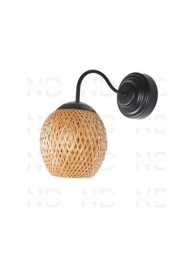 Boja Bambu Siyah Detay Aplik 15x15x25 Cm İskandinav, Modern, Bohem, Rattan, Aydınlatma Altın
