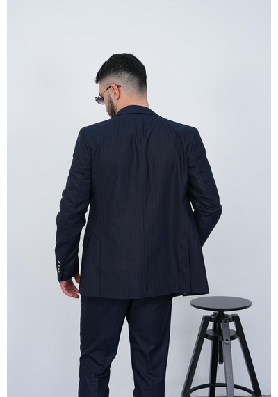 Dupont Classics Dupont Slim Fit Sivri Yaka 6 Drop Çift Yırtmaç Çizgili Viskon Kruvaze Erkek Takım Elbise Açık Lacivert Dupont Classics Dupont Slim Fit Sivri Yaka 6 Drop Çift Yırtmaç Çizgili Viskon Kruvaze Erkek Takım Elbise Açık Lacivert