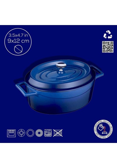 Metal Oval Mini Tencere, Mavi Çok Renkli