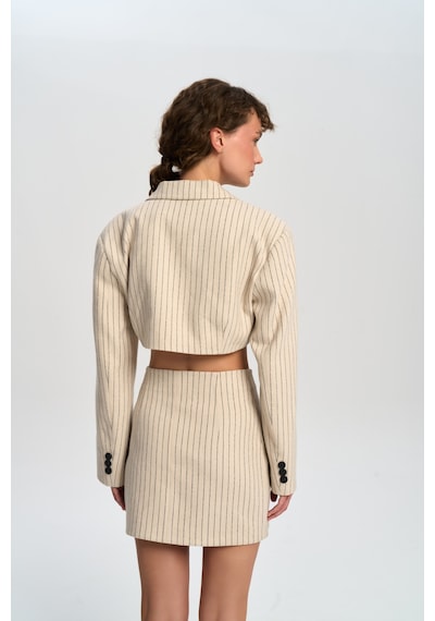 Mai Studios Co. Mai Collection Elegant Bej Ceket-etek Takım Bej