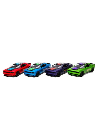 1:38 Ölçek Dodge Challenger Demon Metal Oyuncak Araba - Çek Bırak Açılır Kapılı Mor Çok Renkli