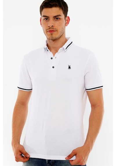 T8586 Dewberry Erkek Polo Yaka T-shırt-beyaz Beyaz