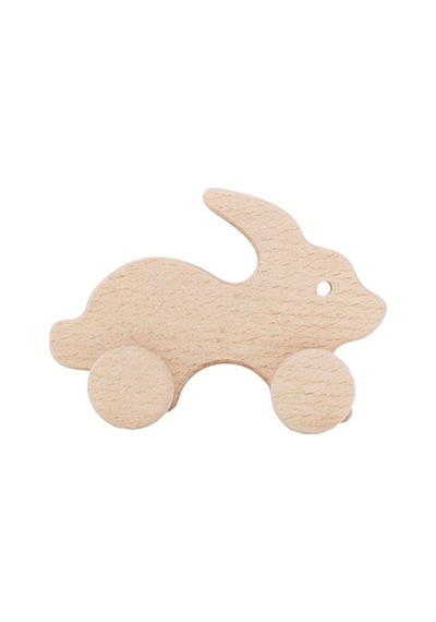 Cwwtoys Zıpzıp Tavşan Boyasız Ahşap Hayvan Figürü, Masif Kayın, 18 Ay+