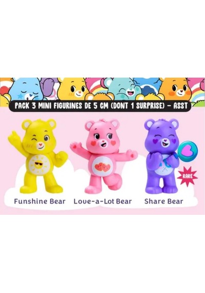 Care Bears Mini Koleksiyon Figürleri 3'lü Paket - 1 Adet