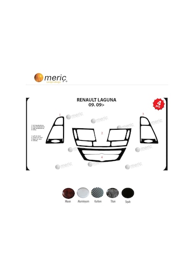 Meriç® Renault Laguna Ön Torpido Kaplama 4 Parça 2009-2014 (530157215)