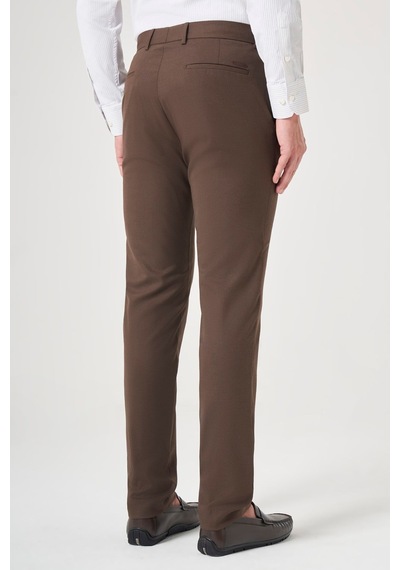 İmza Kahverengi Yan Cep Slim Fit Esnek Chino Pantolon 1003260154 Koyu Kahverengi